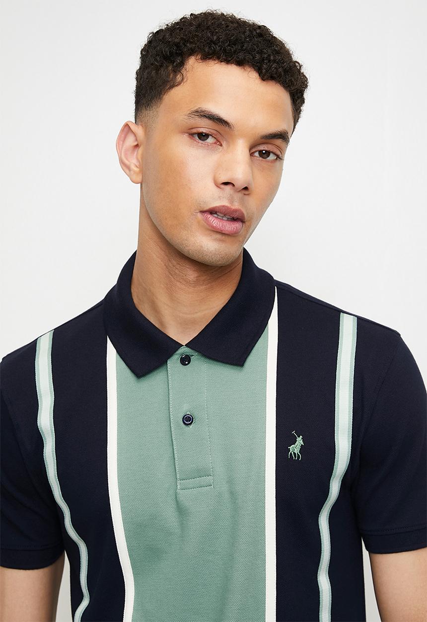 POLO - BRINLEE  Colour Block Stripe Ss Golfer - Aqua