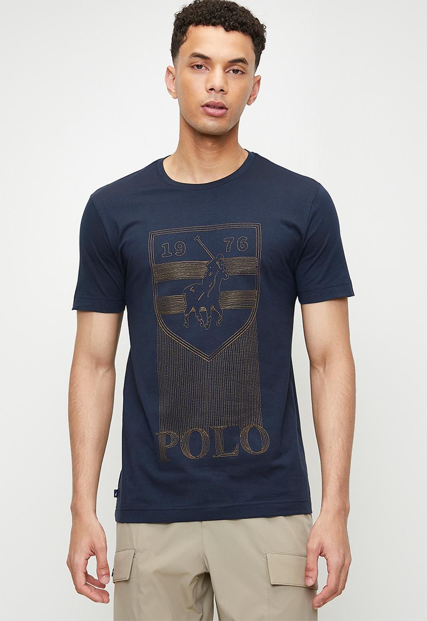 POLO - WYATT Logo Embroidered Ss T-Shirt - Navy