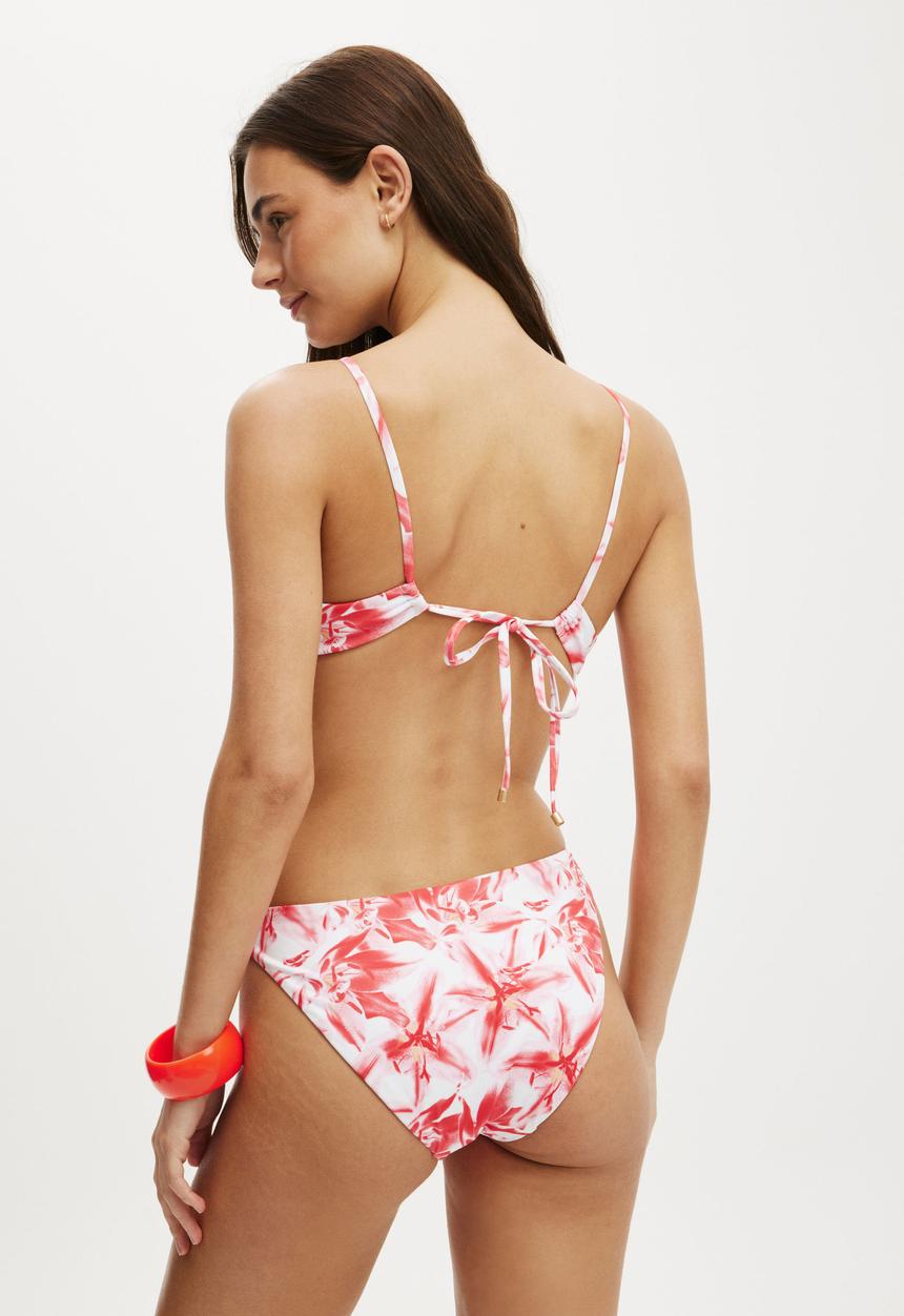 Cotton On - Scoop Tie Back Bikini Top - Tropical Lily Pink