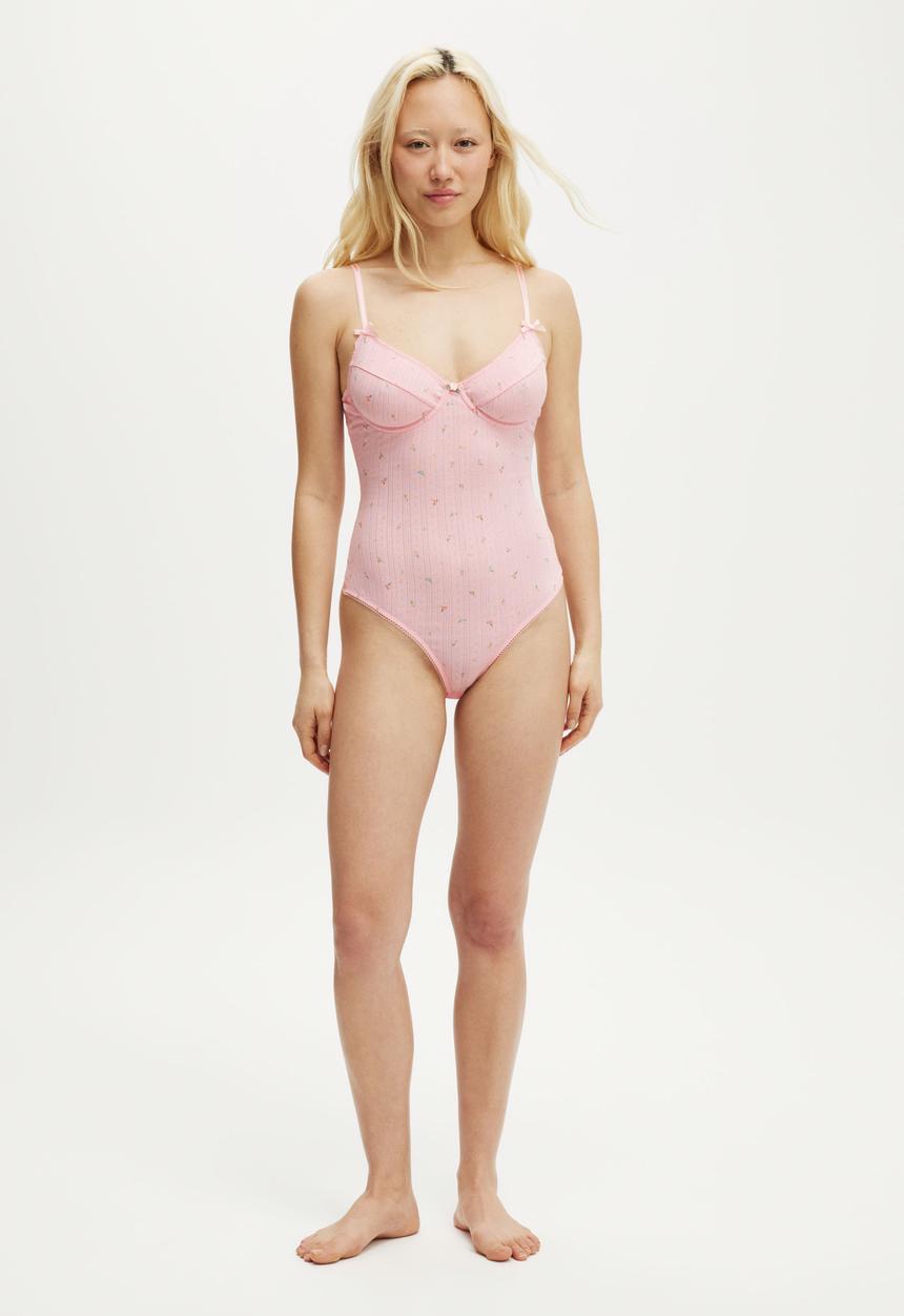 Cotton On - Sophie Cotton Pointelle Bodysuit - Luci Ditsy Blushing Bride