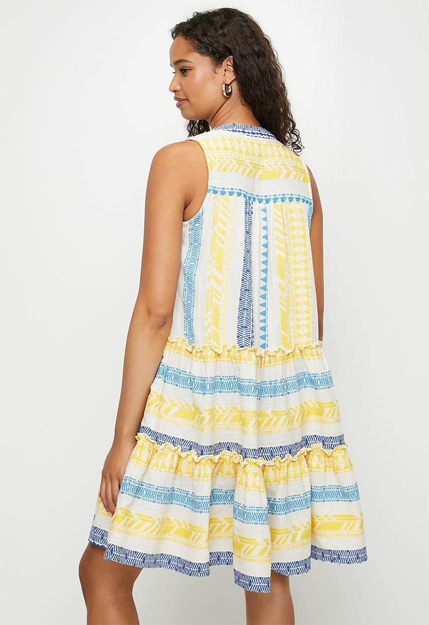 Stella Morgan - Sleeveless stripe 2 tier midi dress - Blue multi