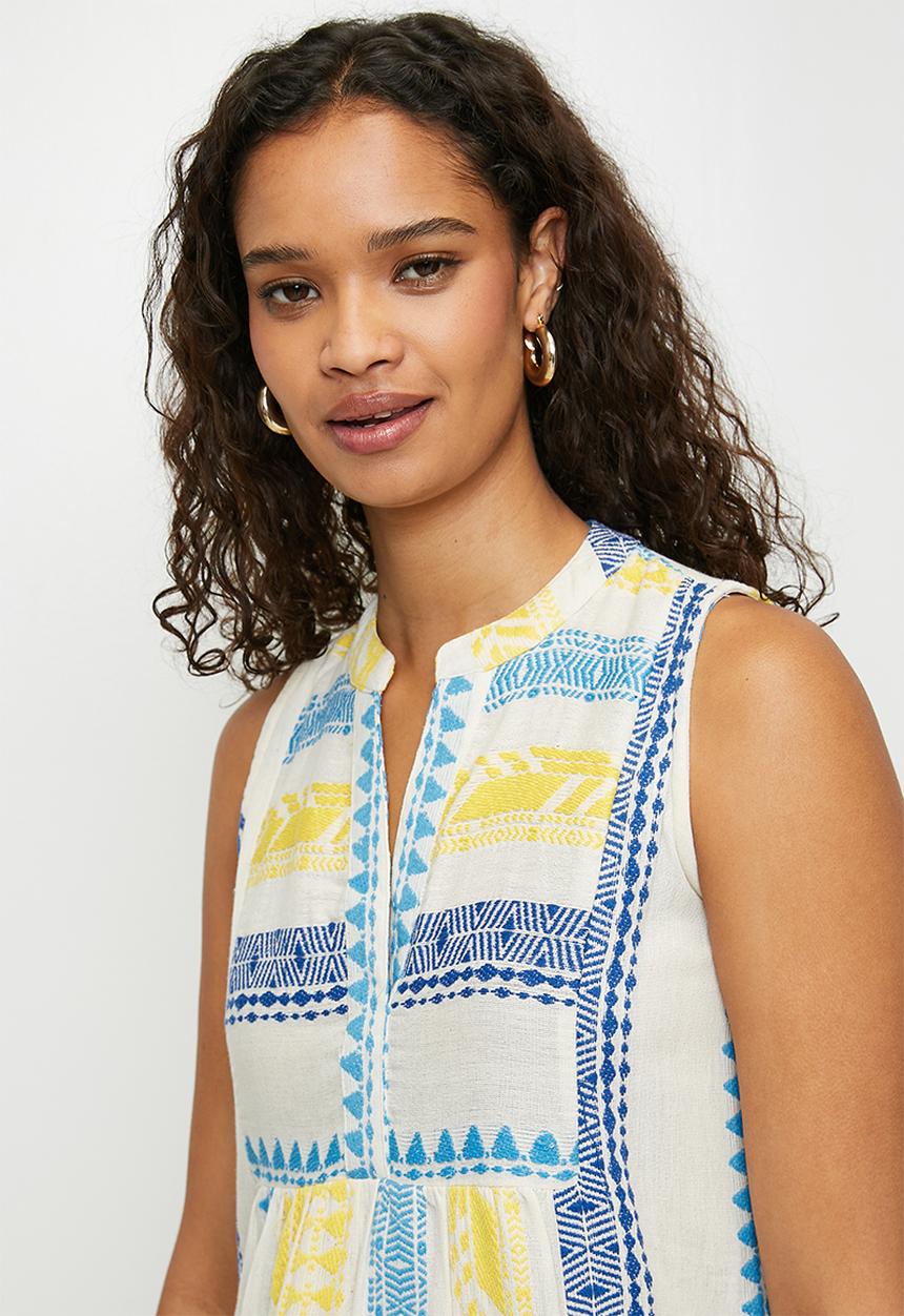 Stella Morgan - Sleeveless stripe 2 tier midi dress - Blue multi
