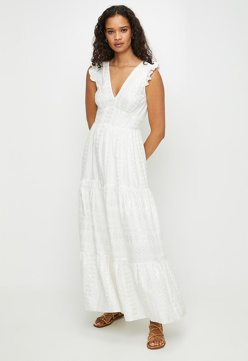 Stella Morgan - Foil Printed Maxi Dress - White