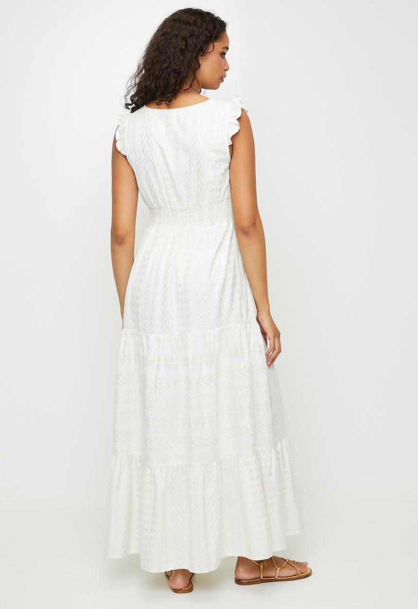 Stella Morgan - Foil Printed Maxi Dress - White