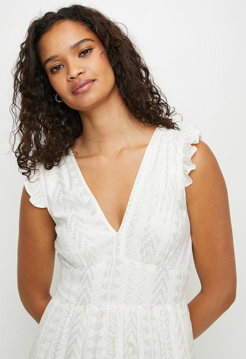 Stella Morgan - Foil Printed Maxi Dress - White