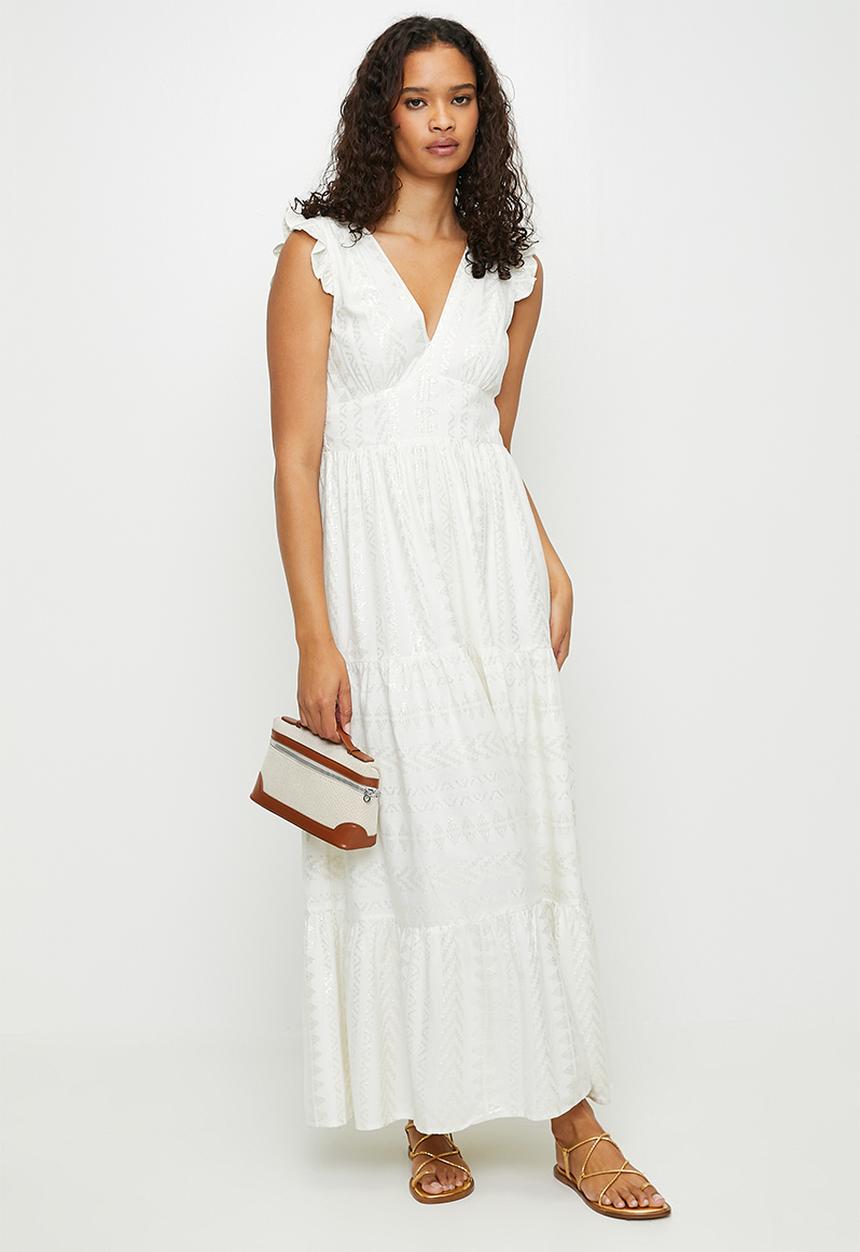 Stella Morgan - Foil Printed Maxi Dress - White