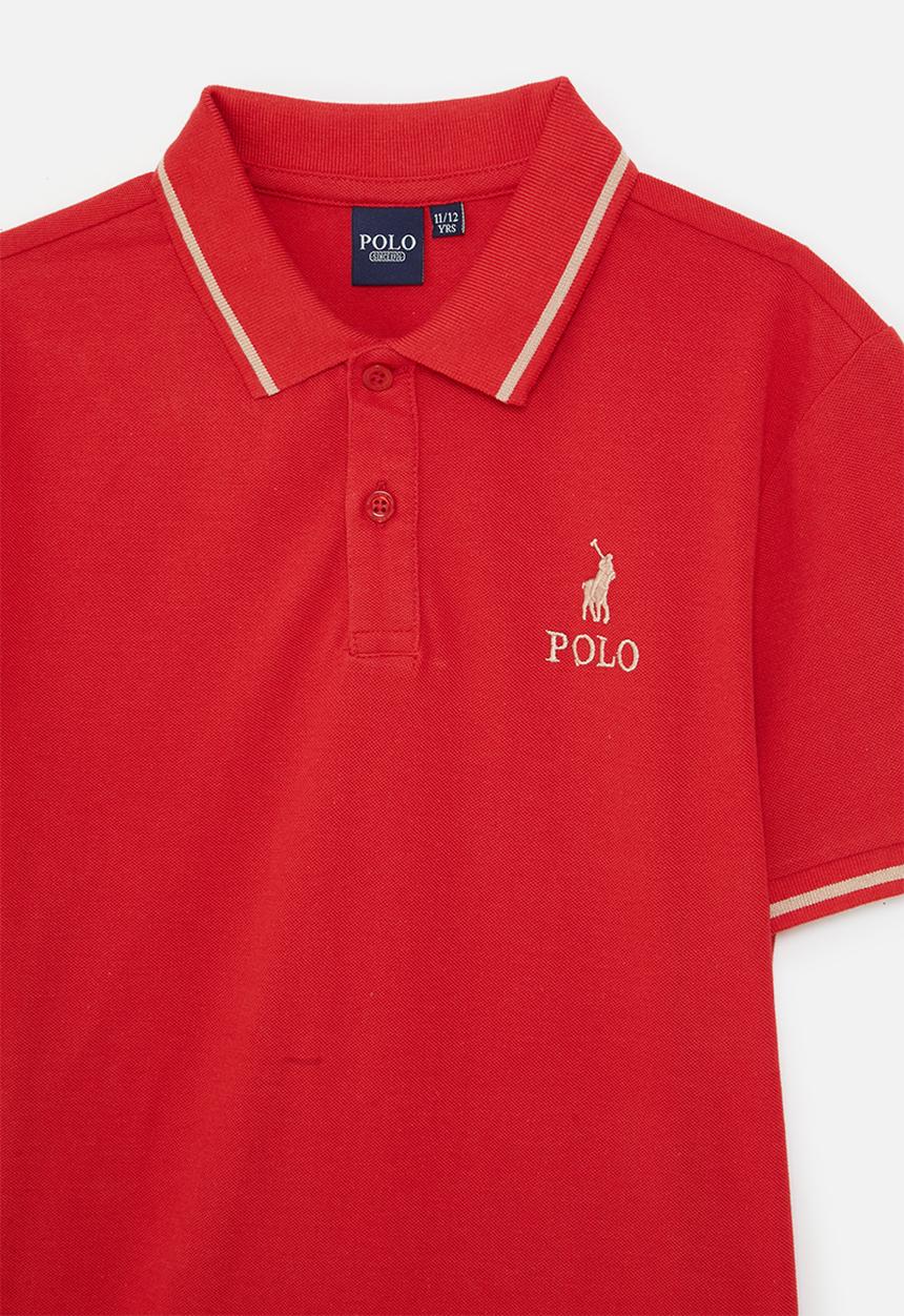 POLO - Boys rory embroidered ss golfer - samba red