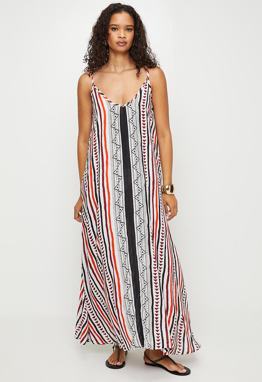 MANDI - Strappy A-Line Sack Maxi Dress With Side Pockets - Multi