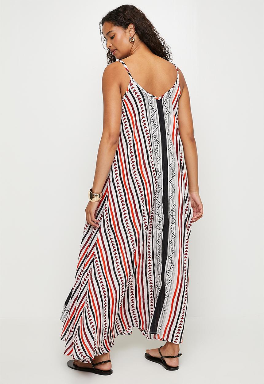 MANDI - Strappy A-Line Sack Maxi Dress With Side Pockets - Multi