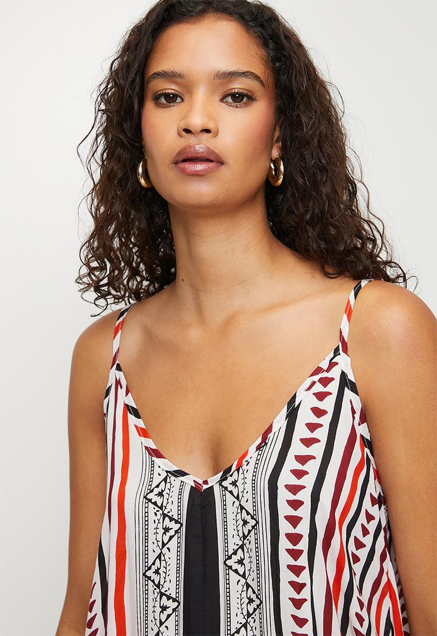 MANDI - Strappy A-Line Sack Maxi Dress With Side Pockets - Multi