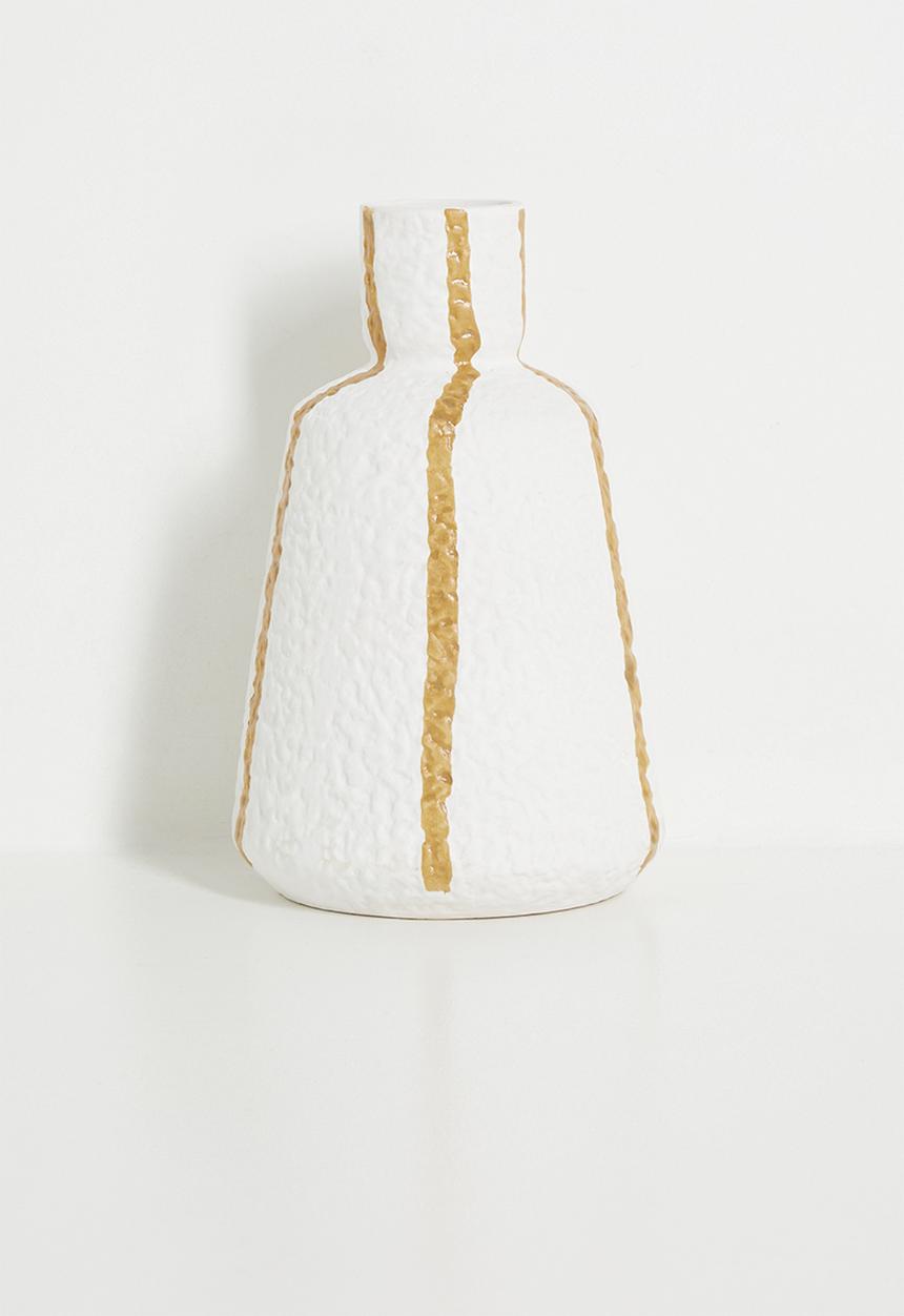 H&S - Stripe Vase - white & tan