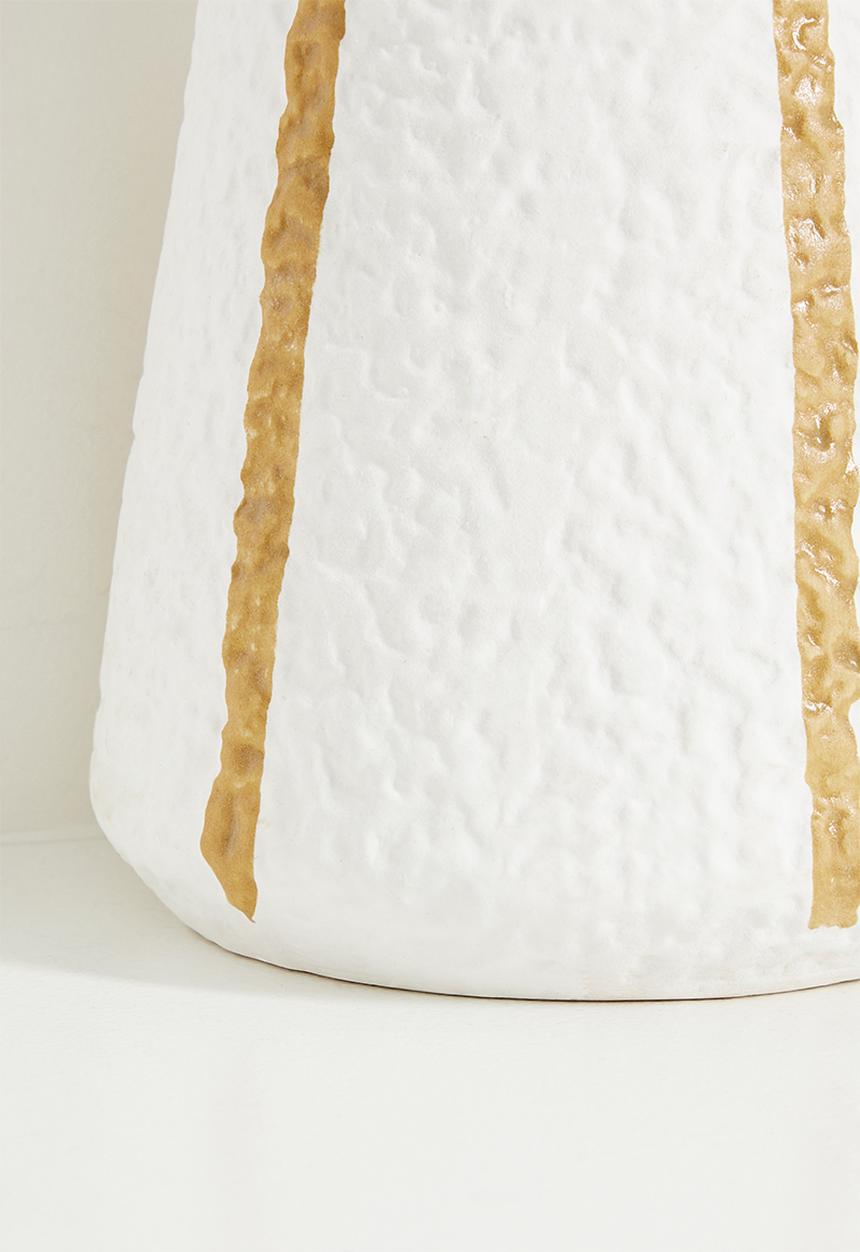 H&S - Stripe Vase - white & tan
