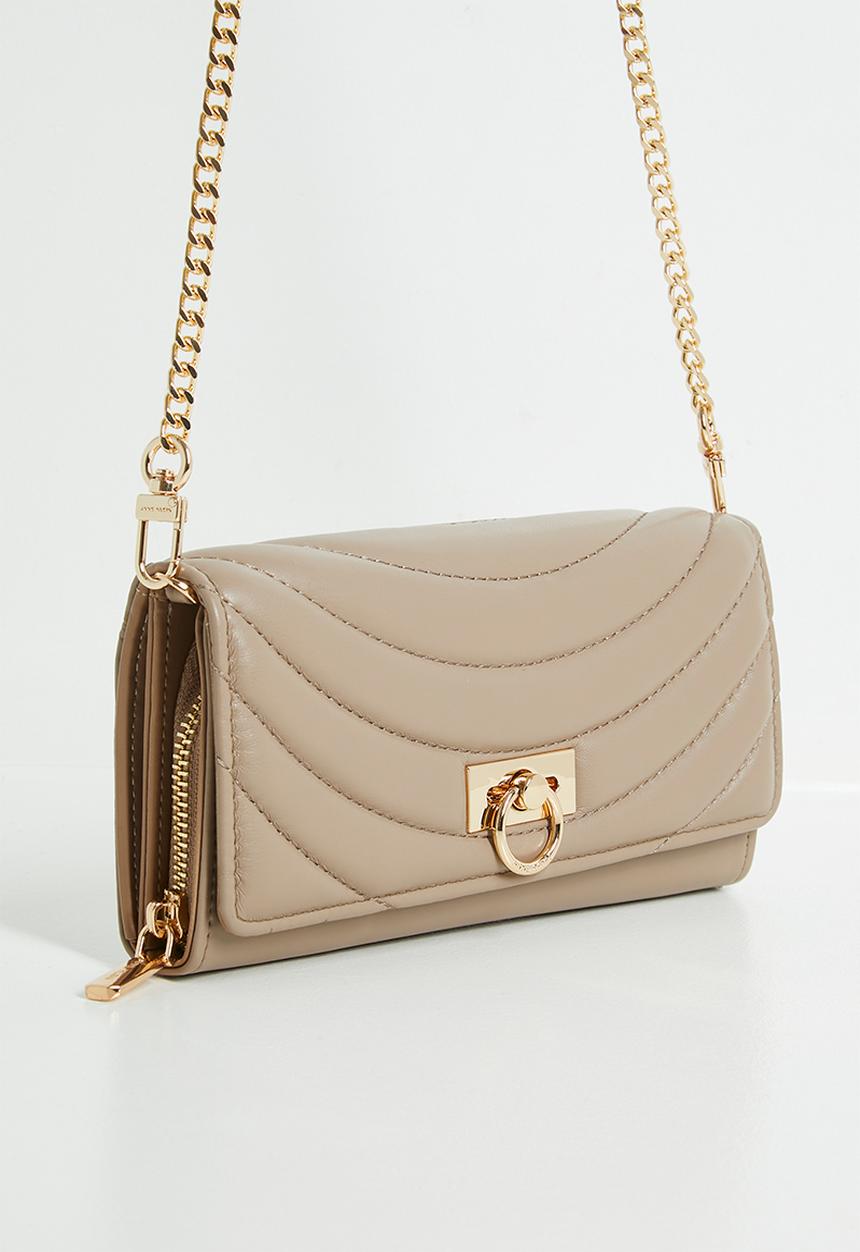 Anne Klein - 2 Pc Flap Crossbody And Bifold Wallet Gift Set Bag - Truffle Quilted