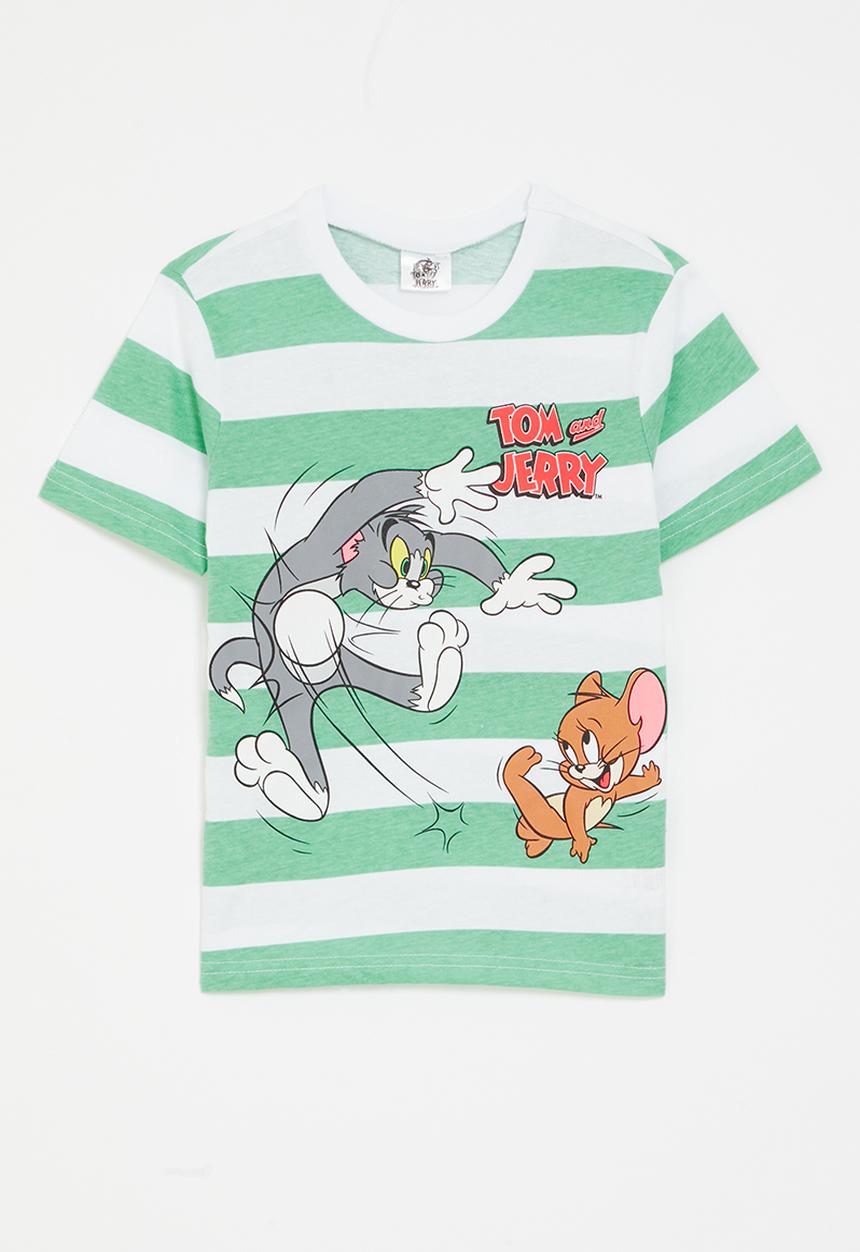 Pop Candy - Tom & Jerry graphic print t-shirt - green stripes