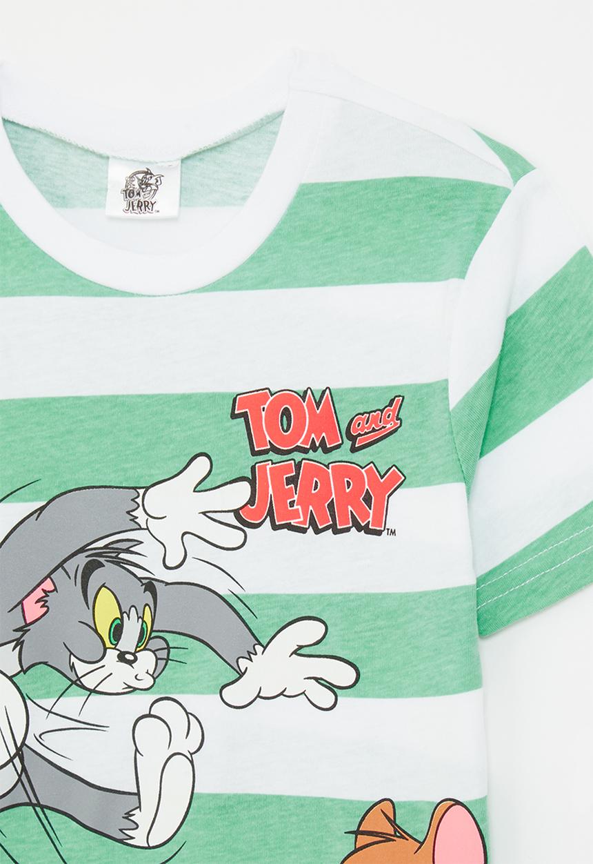 Pop Candy - Tom & Jerry graphic print t-shirt - green stripes