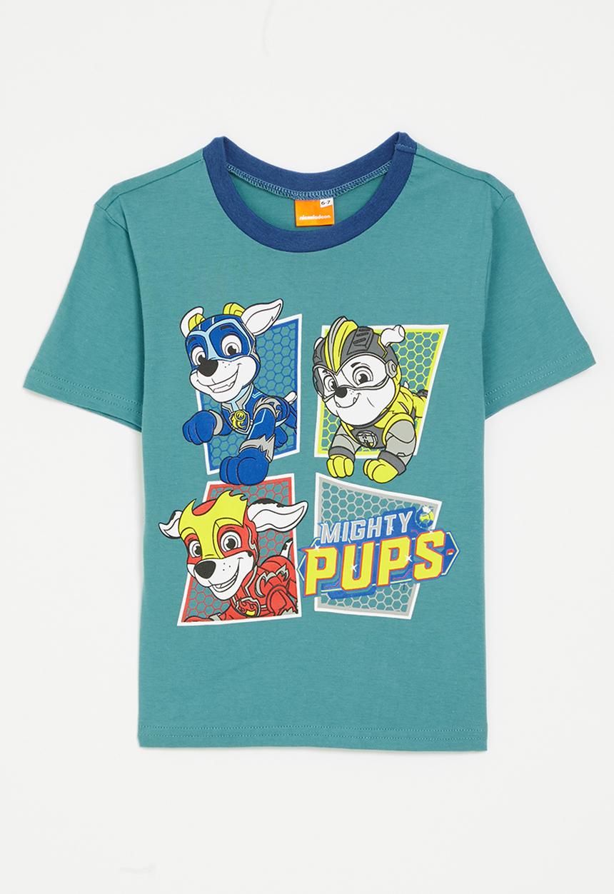 Pop Candy - Paw Patrol graphic tee - mint blue/multi/mighty pups