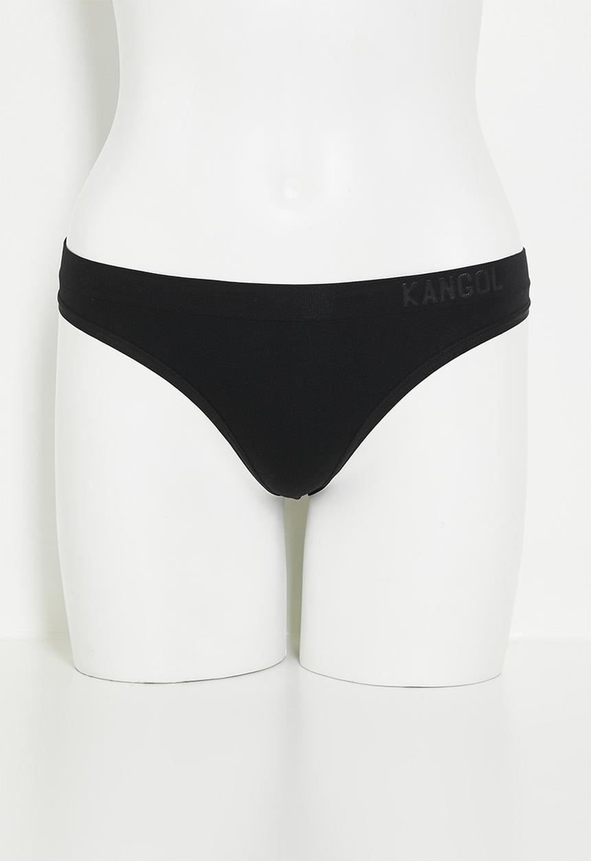 KANGOL - 3pk kangol seamless thong with ss branded w/b print - black/mocha/white