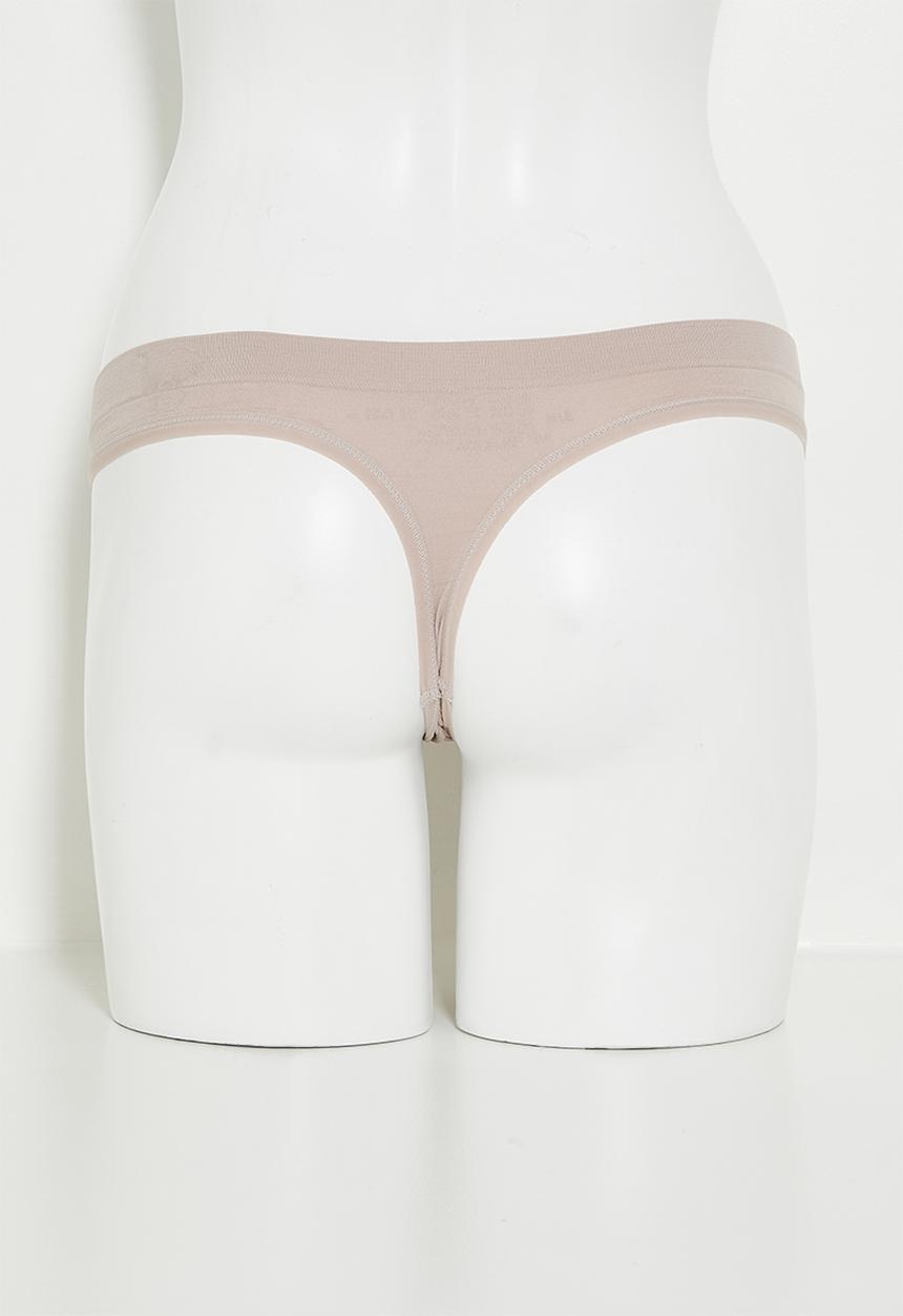 KANGOL - 3pk kangol seamless thong with ss branded w/b print - black/mocha/white