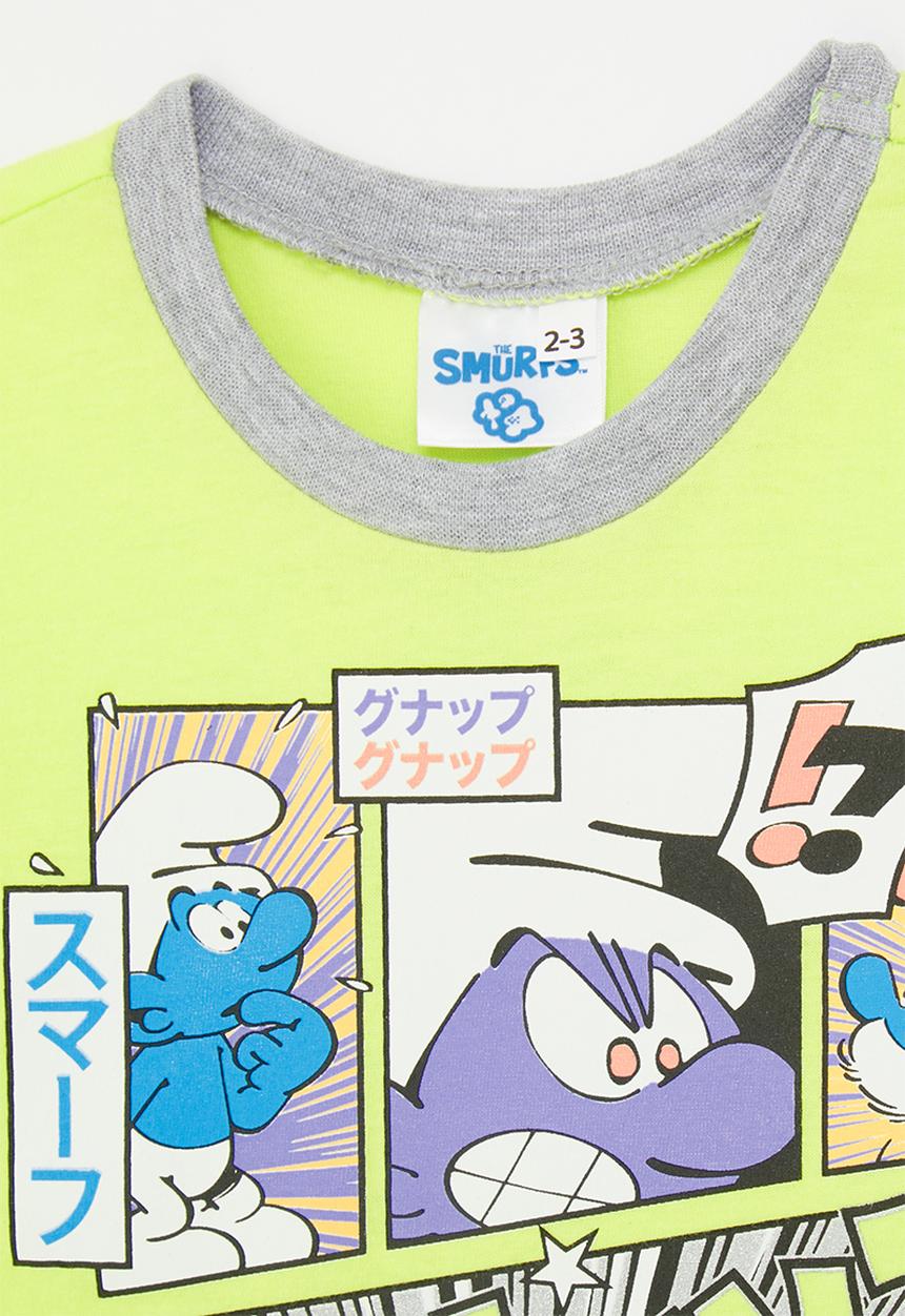 Pop Candy - The Smurfs manga panel t-shirt - neon green/grey