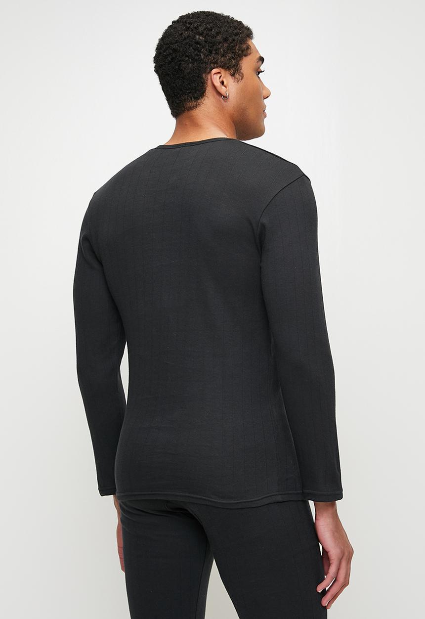 Jockey - 1 pk  drop needle interlock - undeInterlock Black L/S Shirt - Black