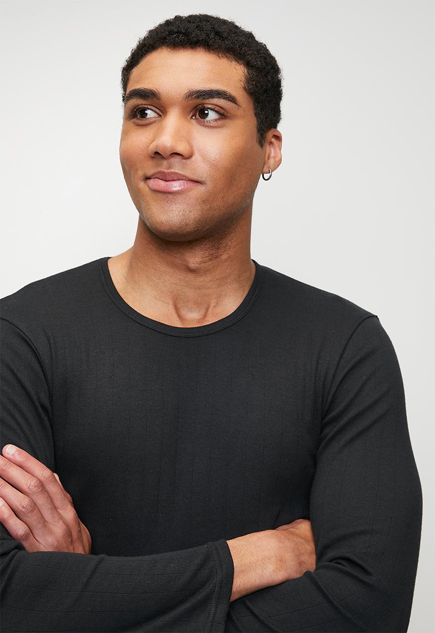 Jockey - 1 pk  drop needle interlock - undeInterlock Black L/S Shirt - Black