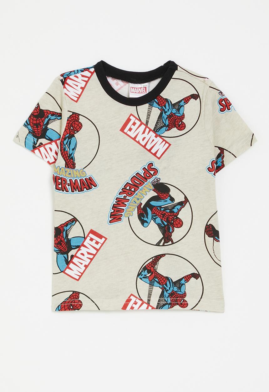 Pop Candy - Spiderman t-shirt with contrast rib - ivory/black/multi
