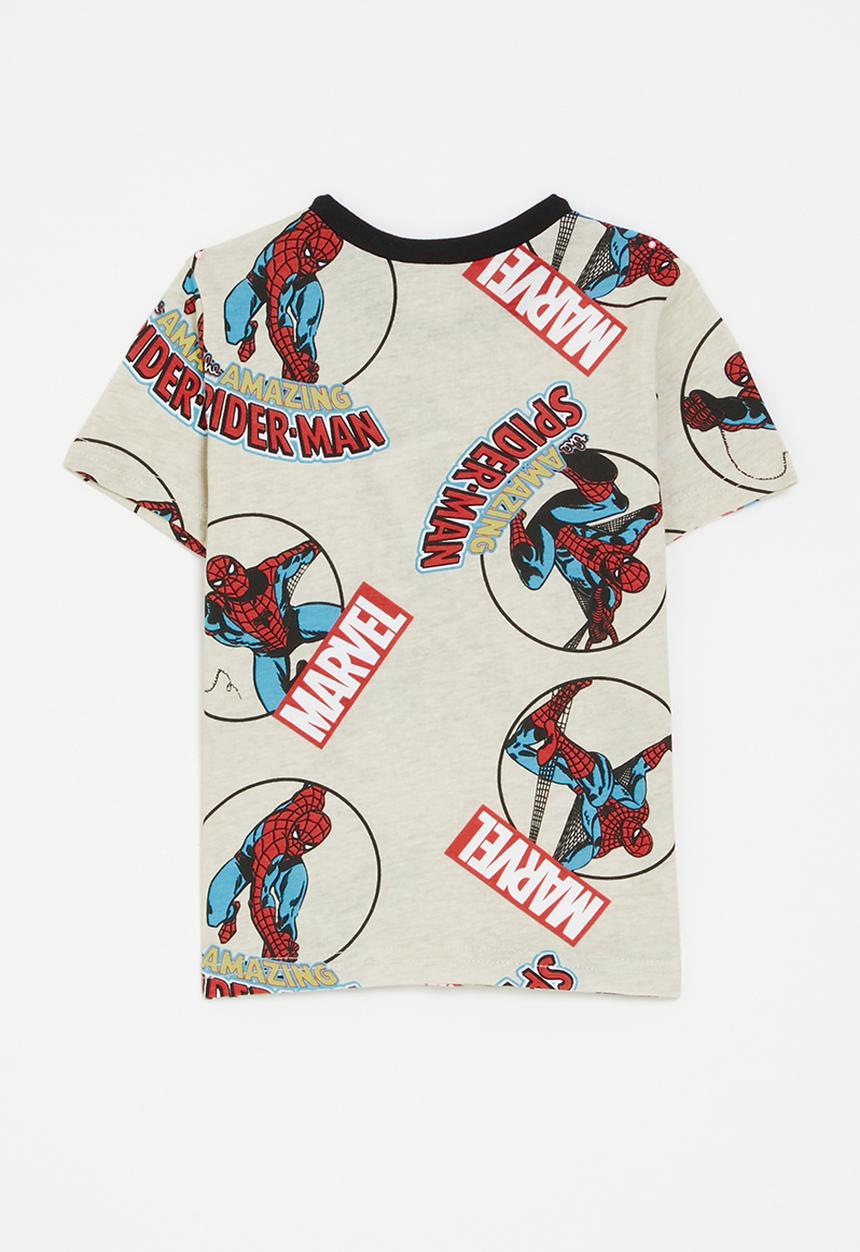 Pop Candy - Spiderman t-shirt with contrast rib - ivory/black/multi