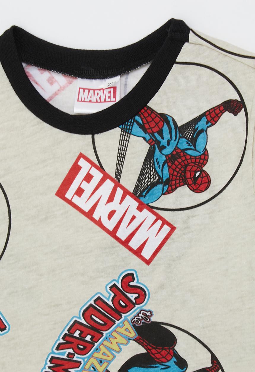 Pop Candy - Spiderman t-shirt with contrast rib - ivory/black/multi