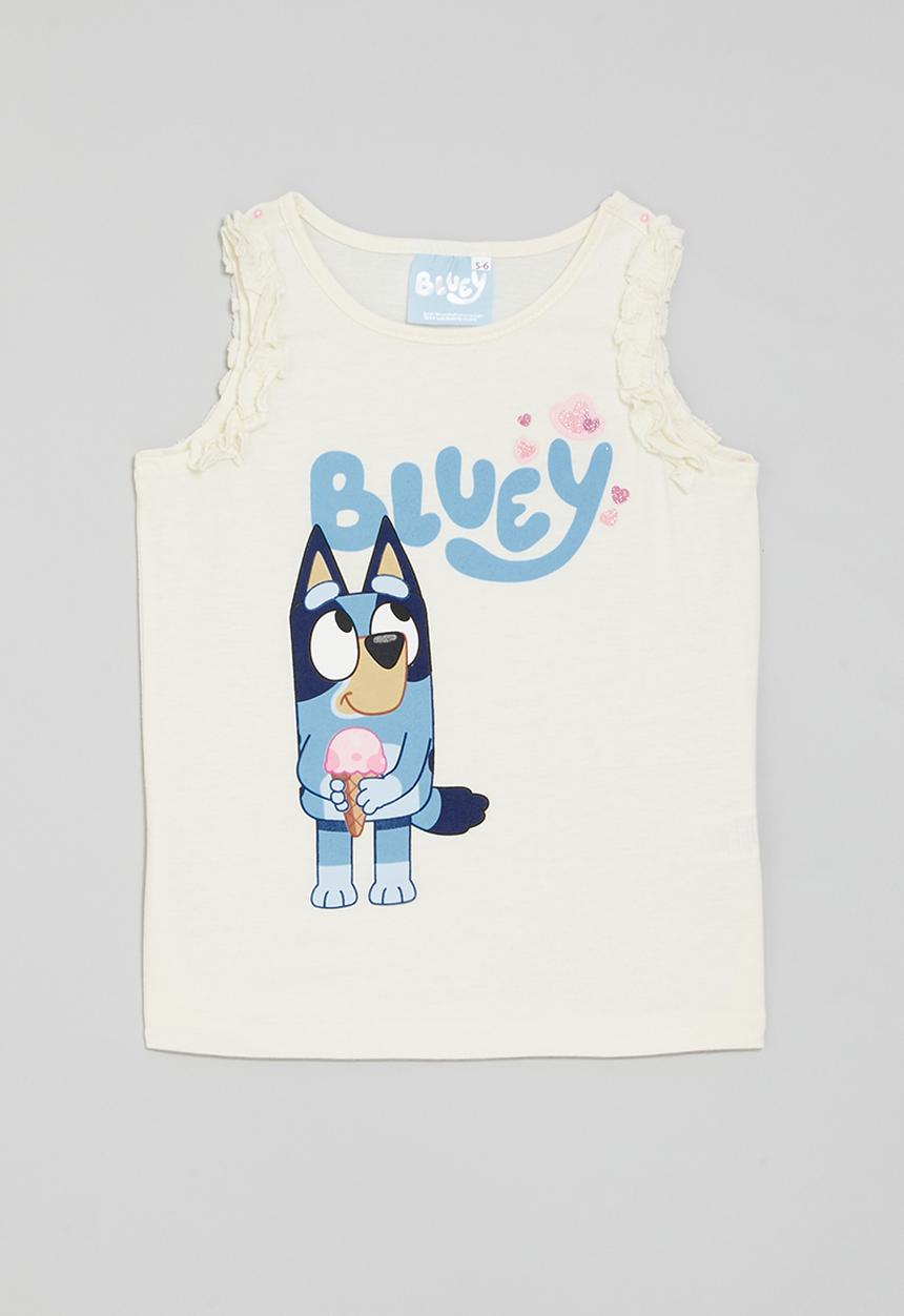 Pop Candy - Bluey frilled armhole top - cream