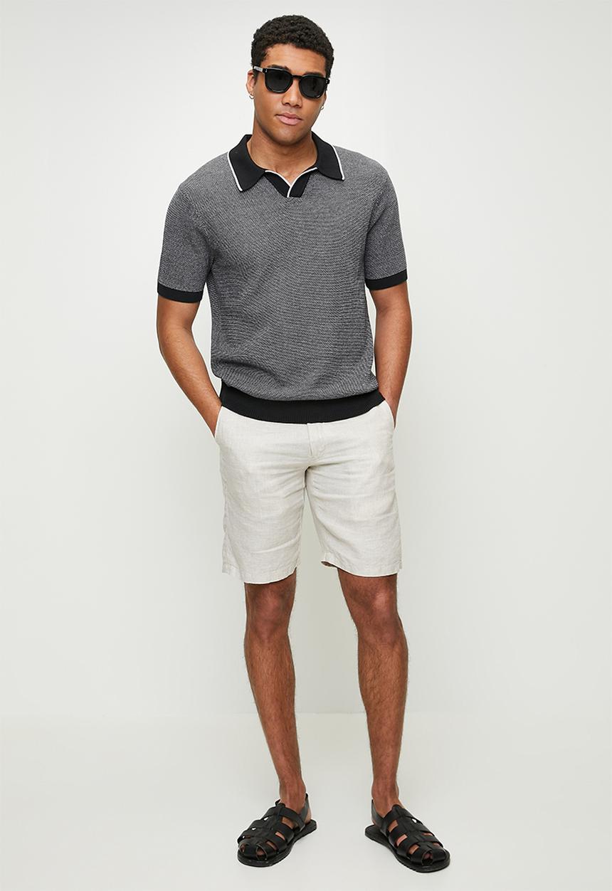 Skipper knit polo birds eye stitch - jet black