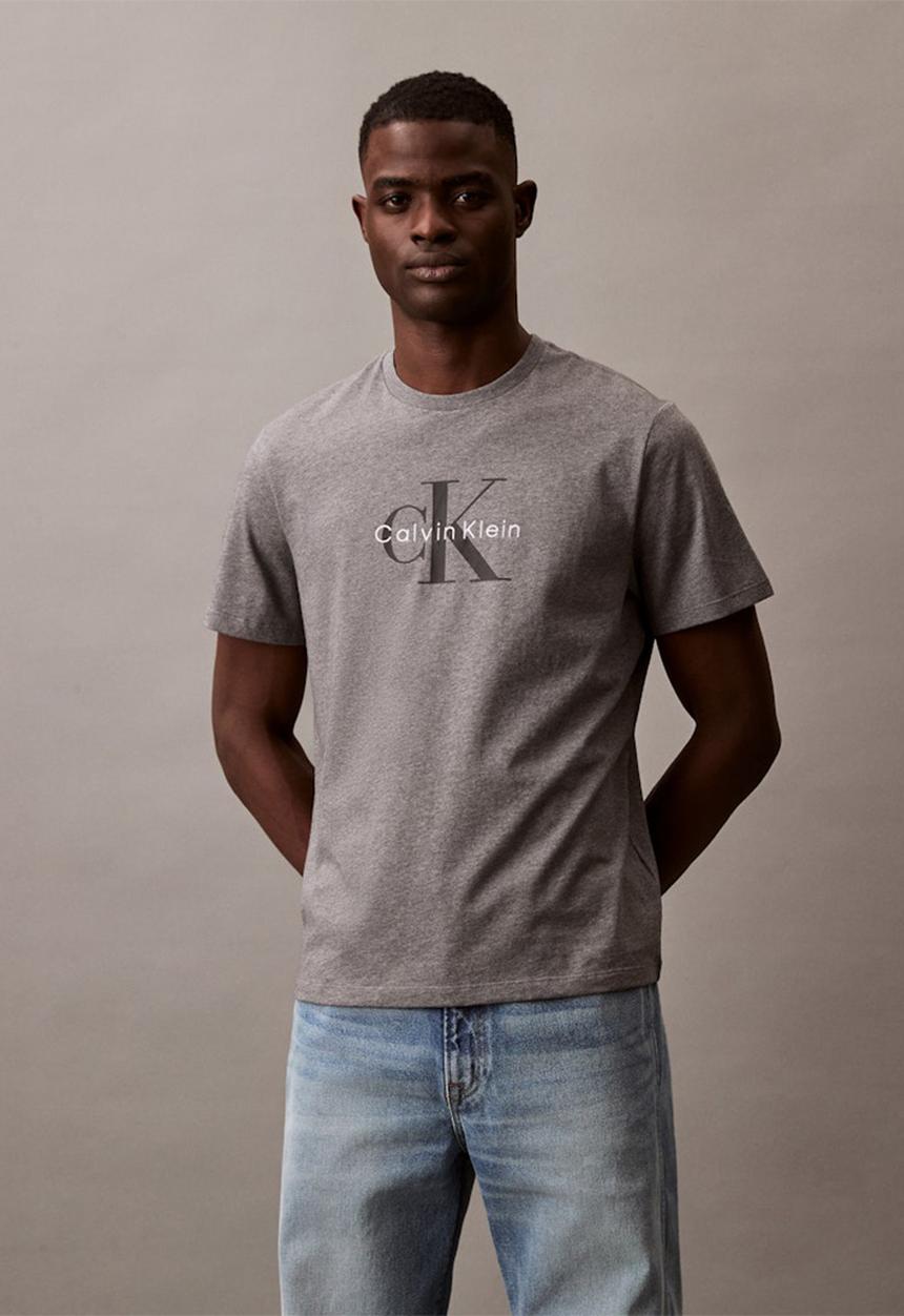 Calvin Klein - Ss Hero Monologo Tee 20S - Med Grey Htr