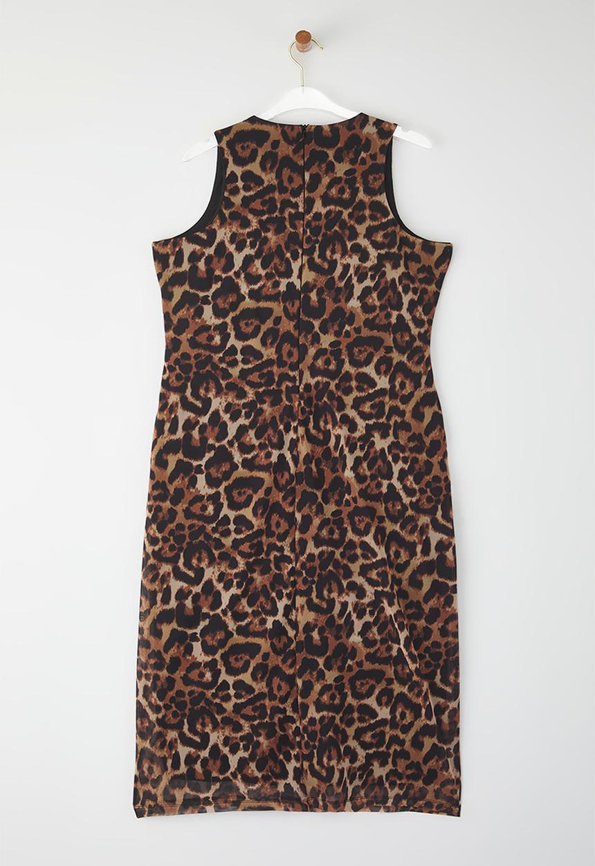 Trendyol - Animal pattern leopard knitted tulle chic evening - brown-multicolor
