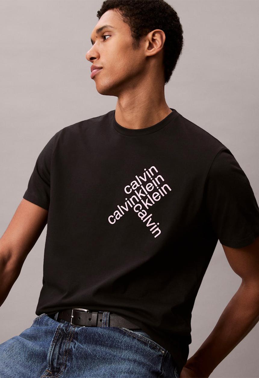 Calvin Klein - Ss 30S Eu Ck Bh Word Stack Graphic Tee - Black
