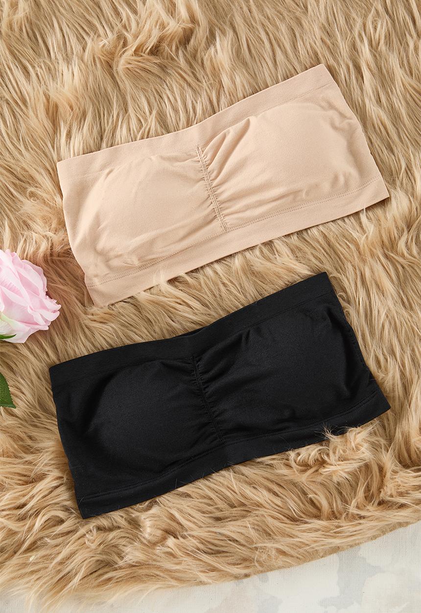 Trendyol - 2-piece seamless/seamless non-wired covered bandeau knitted bra - black