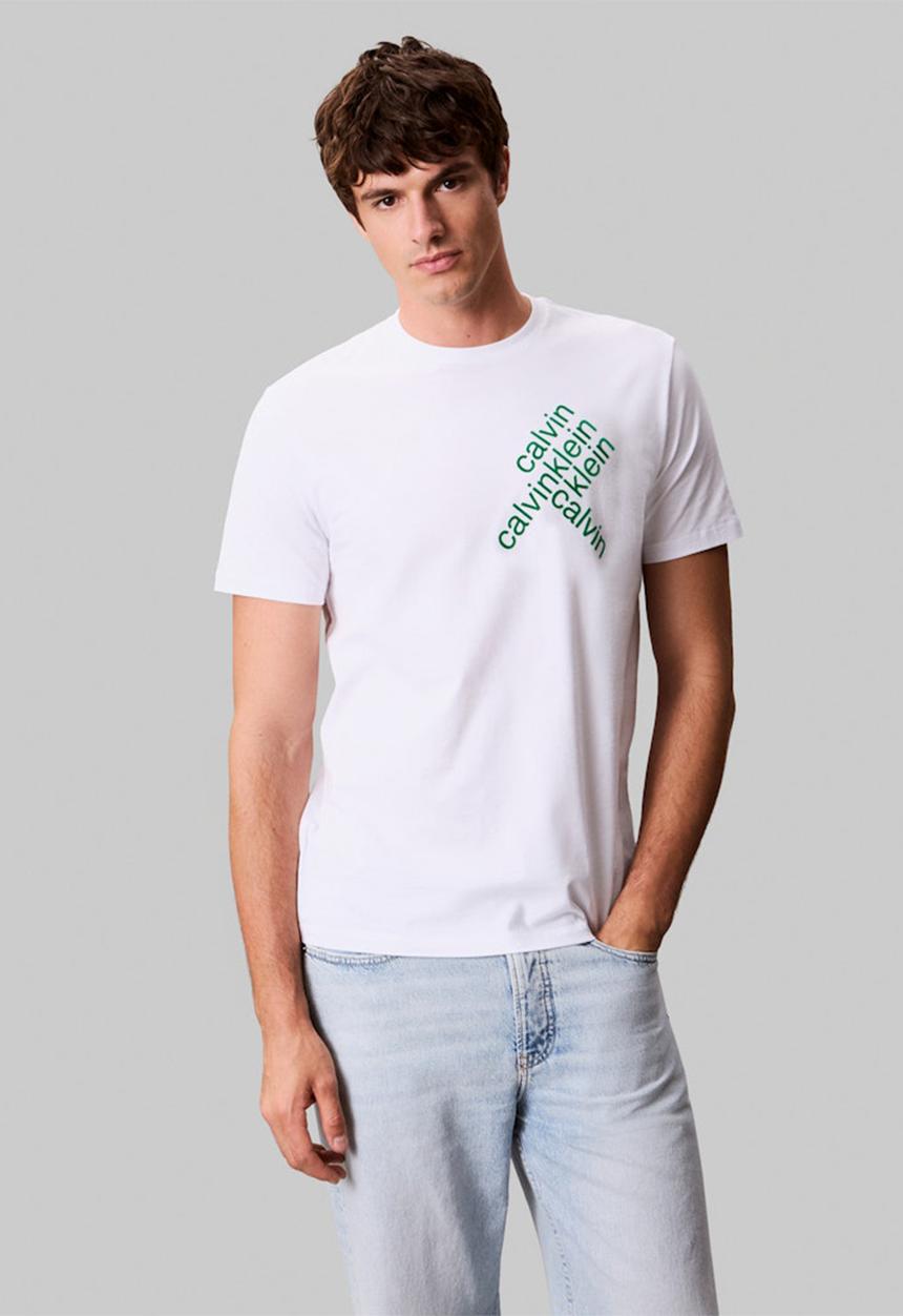 Calvin Klein - Ss 30S Eu Ck Bh Word Stack Graphic Tee - Brilliant White