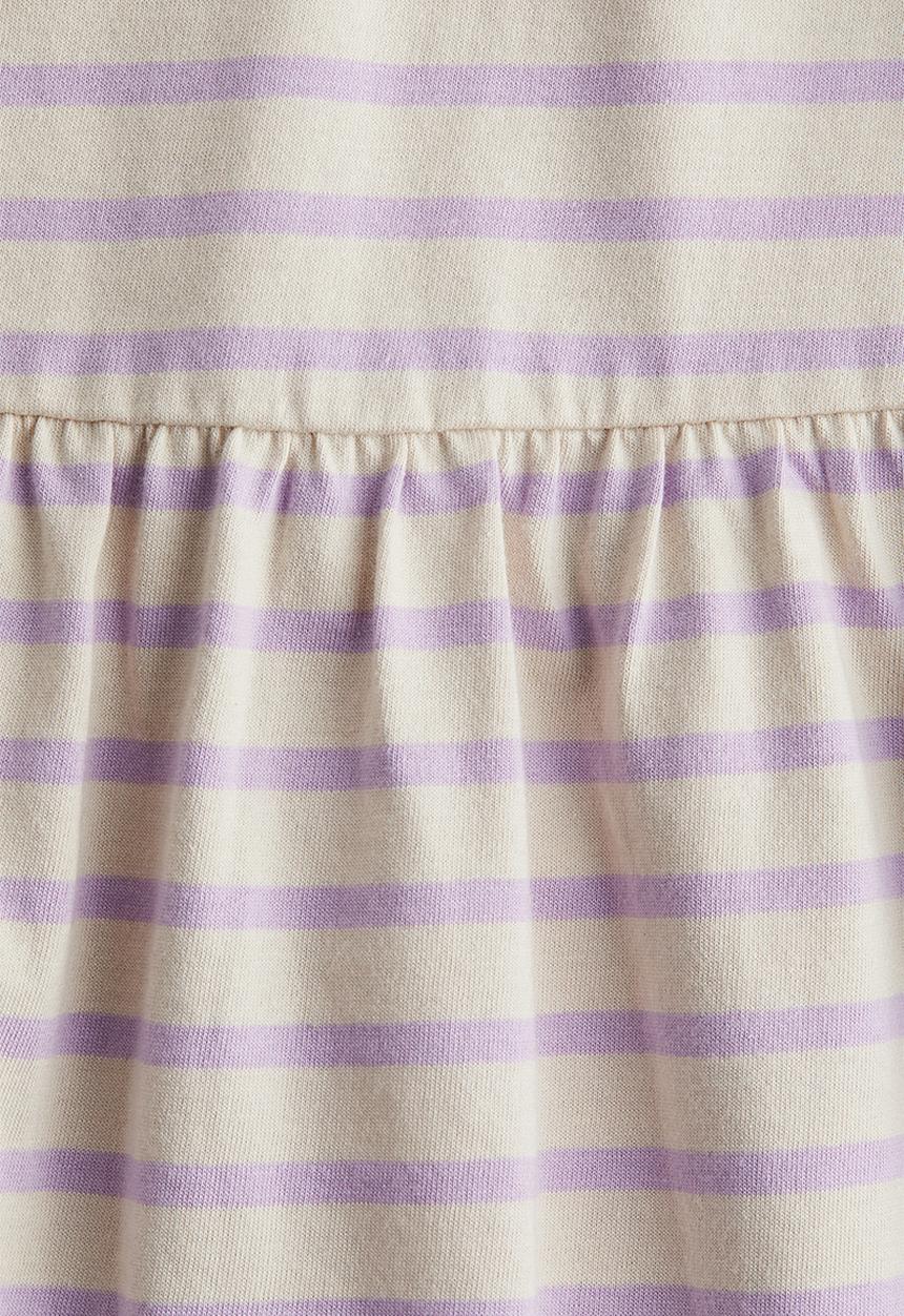 H&M - Cotton jersey dress - light beige striped