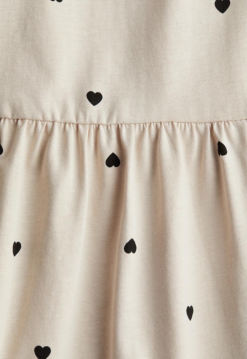 H&M - Cotton jersey dress - light beige hearts