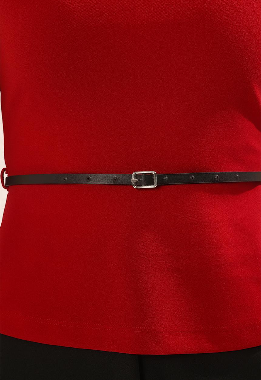 Trendyol - Belted fitted blouse - burgundy