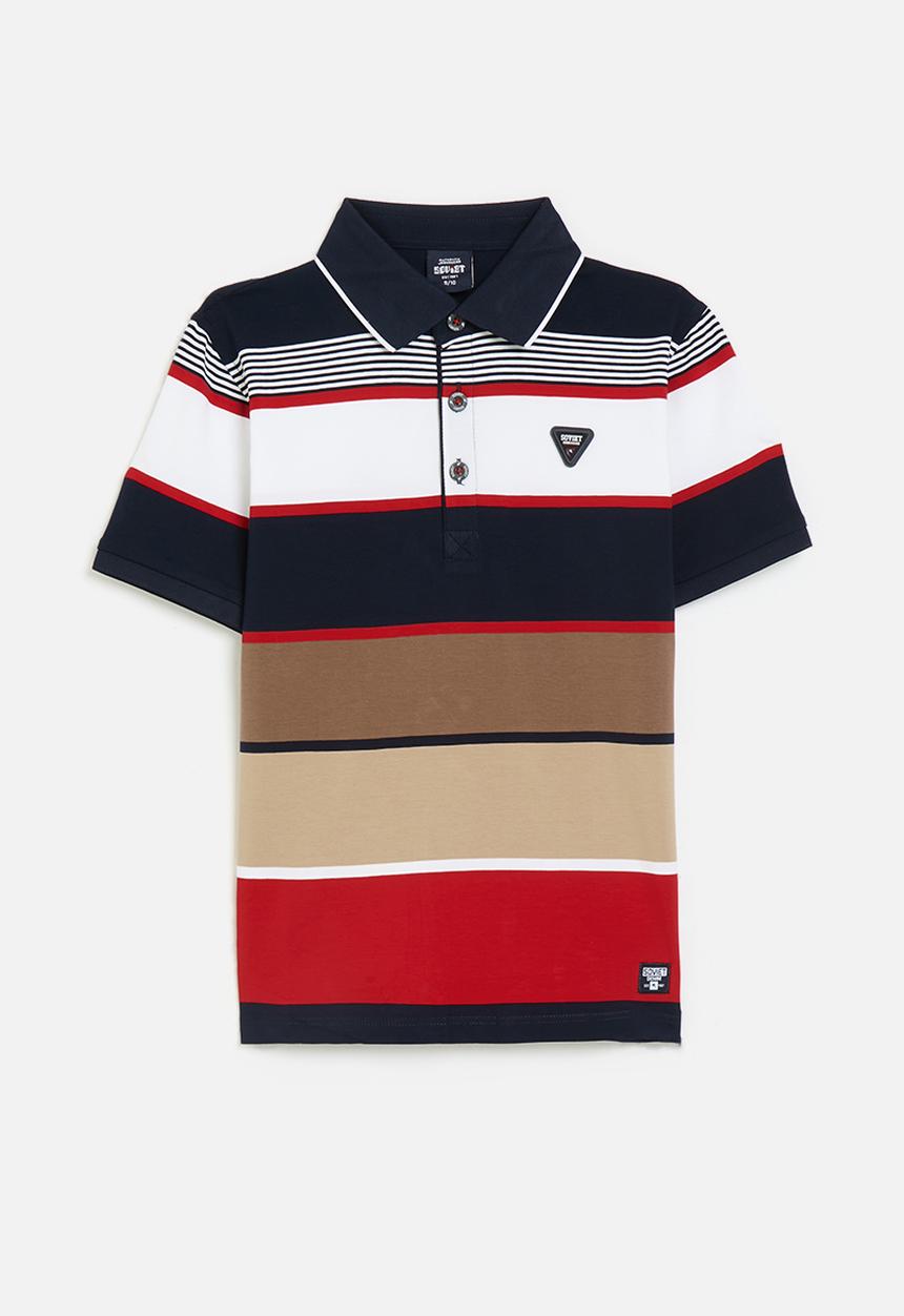 SOVIET - Boys y/dye stripe golfer - navy