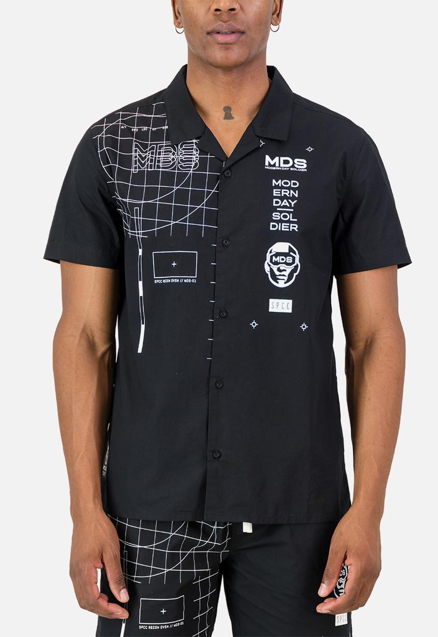 S.P.C.C - Mds Aviator Shirt  - Black Regular Fit Signature Short Sleeve Woven Shirt Black