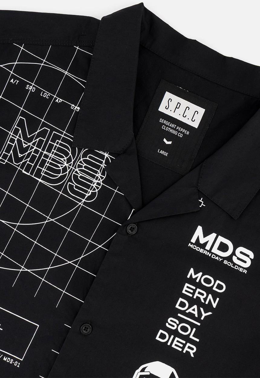 S.P.C.C - Mds Aviator Shirt  - Black Regular Fit Signature Short Sleeve Woven Shirt Black