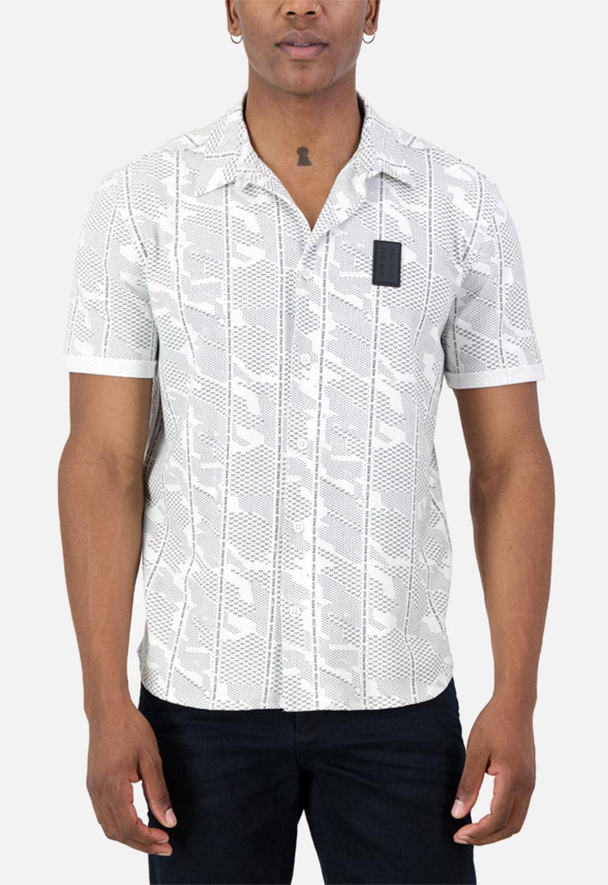 S.P.C.C - Argent Shirt  - Slimline Fit Signature Short Sleeve Knit Shirt Optical White