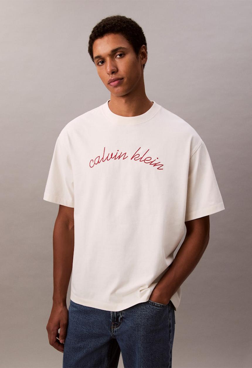 Calvin Klein - Ss Center Chain Stitch 16S Rlxd Tee - Tofu