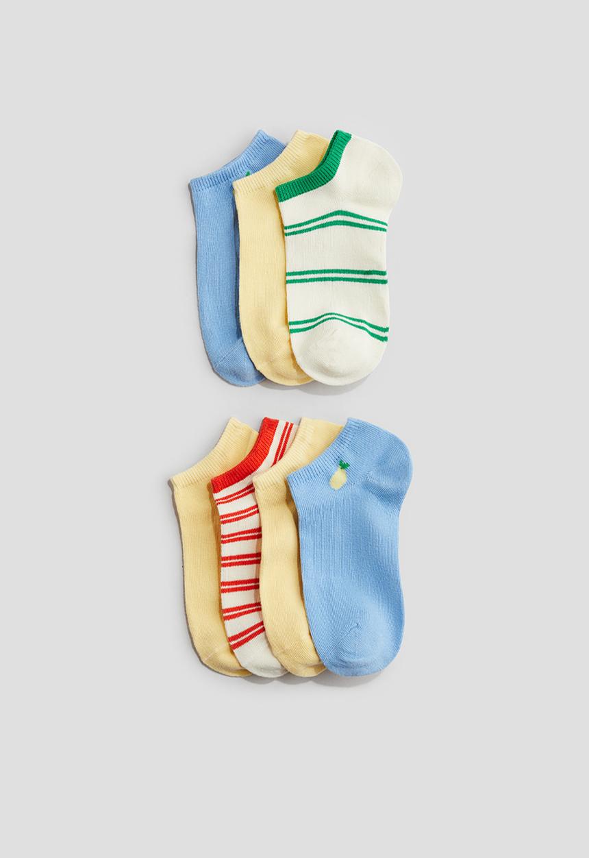 H&M - 7-Pack trainer socks - light yellow/striped