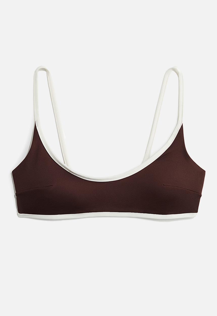 H&M - Padded bikini top - dark brown & white