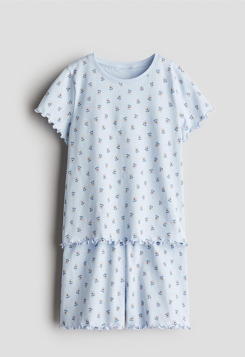 H&M - Cotton pyjamas - light blue/floral 
