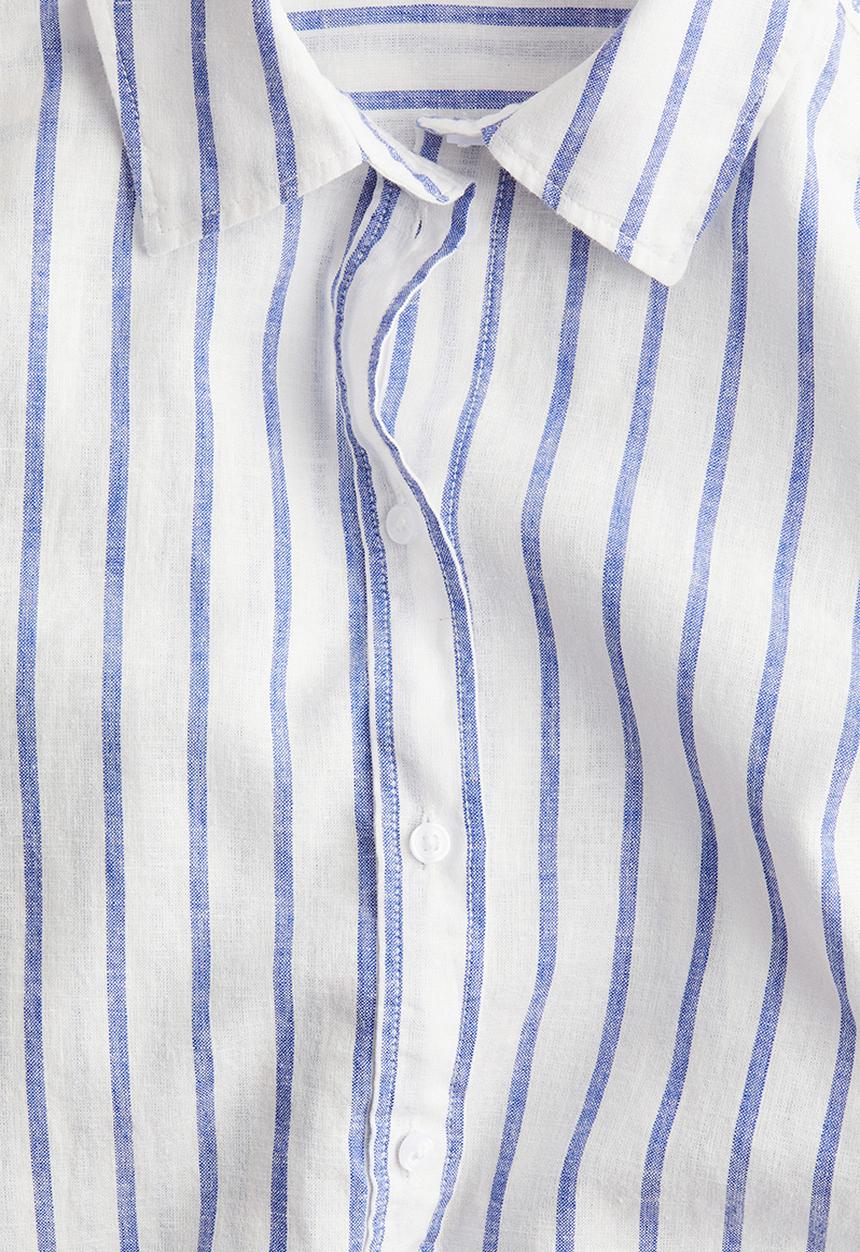 H&M - Linen-blend shirt - white/blue striped