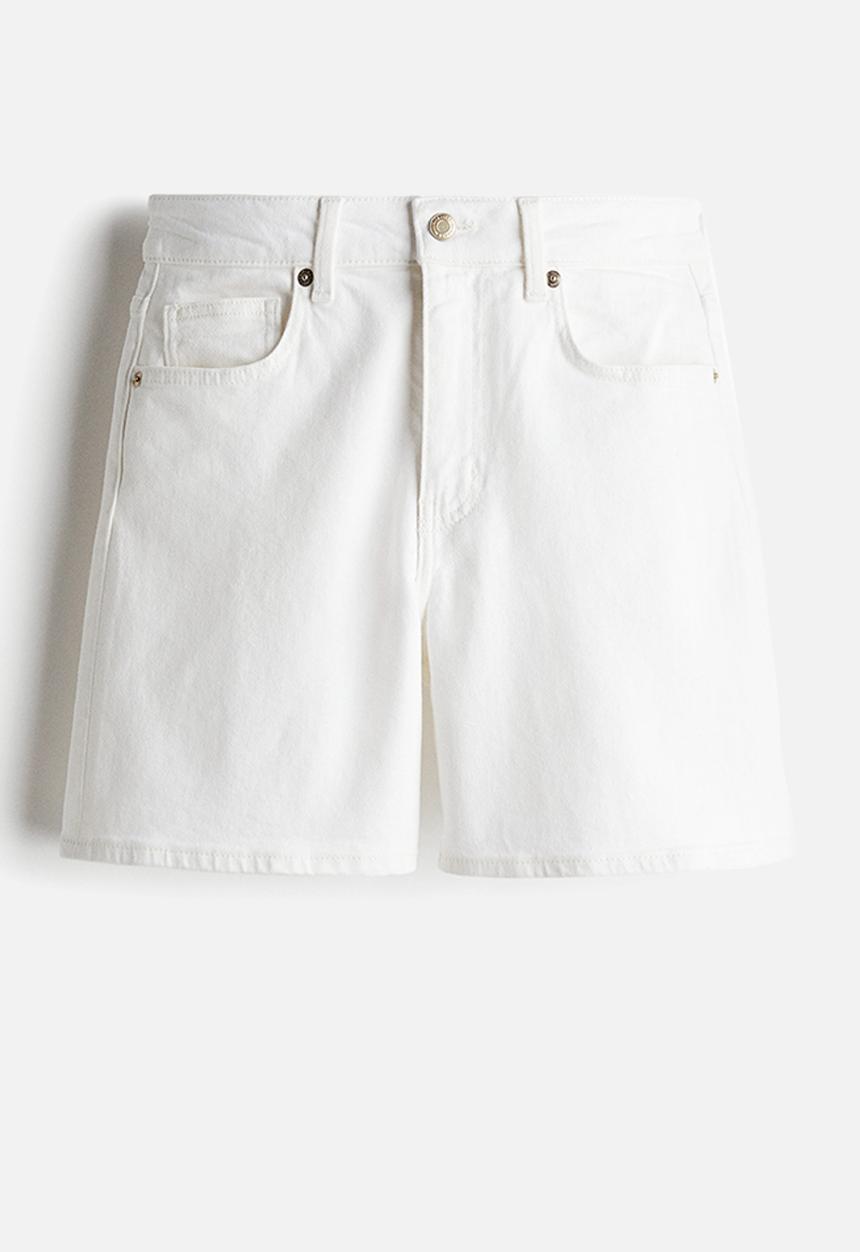 H&M - High-waisted denim shorts - white