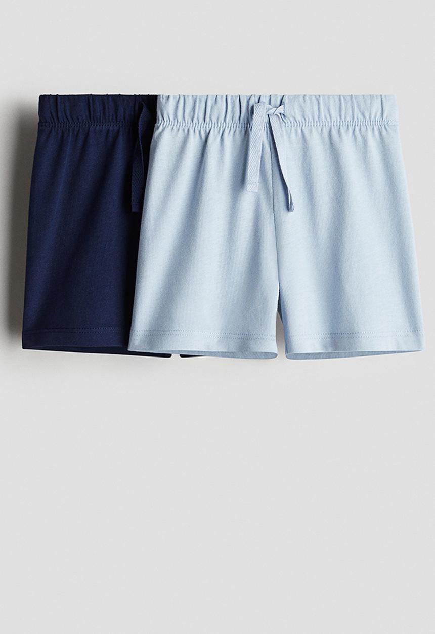 H&M - 2-Pack jersey shorts - dark blue/light blue 