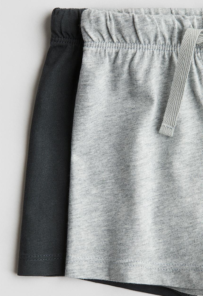 H&M - 2-Pack jersey shorts - dark grey/grey